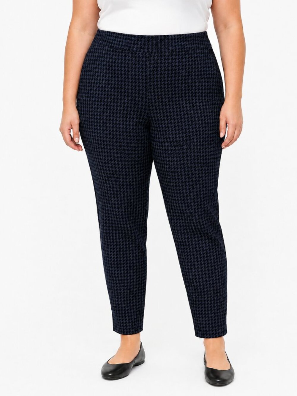 Chico’s Houndstooth Stretch Ponte Knit Pull-On Pants Size 2P (US 12P)